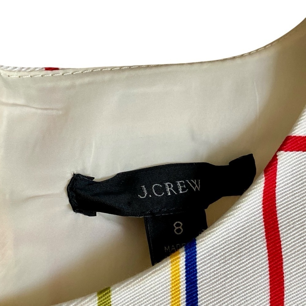 J.Crew Plaid Floral Border Sheath Dress Cotton Size 8 - Picture 8 of 15